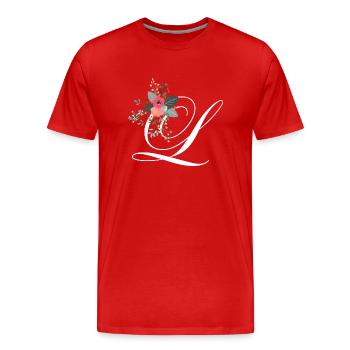 Buchstabe l blumig - Männer Premium Bio T-Shirt - Rot - Vorne - Damien (186cm)