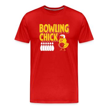 Bowling-Küken - Männer Premium Bio T-Shirt - Rot - Vorne - Damien (186cm)
