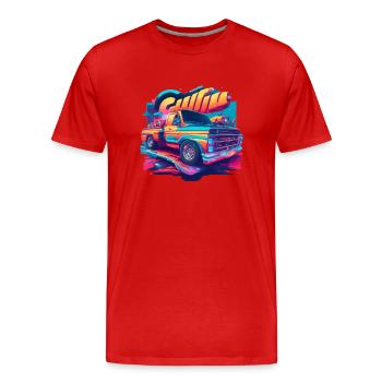 Cyberpunk camion massif - T-shirt bio Premium Homme - rouge - Devant - Damien (186cm)