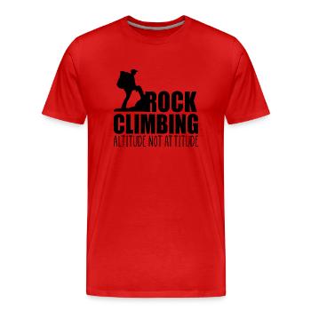 Altitude not attitude climbing quote - Men's Premium Organic T-Shirt - red - Front - Damien (186cm)