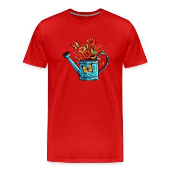 Arrosoir boîte de fleurs papillons jardiniers été - T-shirt bio Premium Homme - rouge - Devant - Damien (186cm)