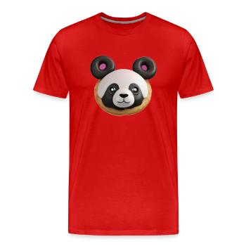 Panda Triple Donuts - Männer Premium Bio T-Shirt - Rot - Vorne - Damien (186cm)