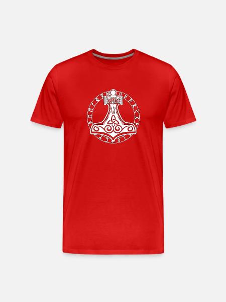 Thors Hammer Runes - Men's Premium Organic T-Shirt - red