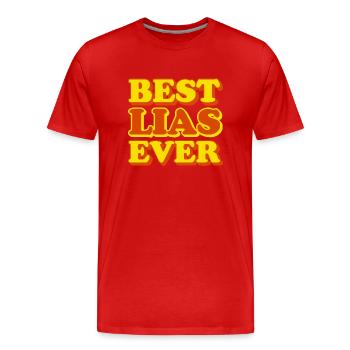 Lia's First Name Funny Gift - Men's Premium Organic T-Shirt - red - Front - Damien (186cm)