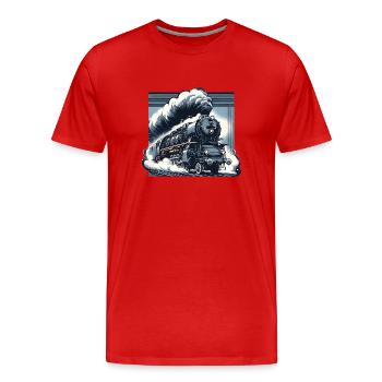 La puissance de la vapeur - Graphique d’une locomotive à vapeur - T-shirt bio Premium Homme - rouge - Devant - Damien (186cm)