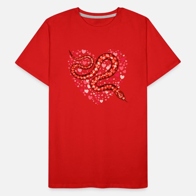 La Saint-Valentin serpent je vole des coeurs Python amoureux T-shirt bio Premium Homme