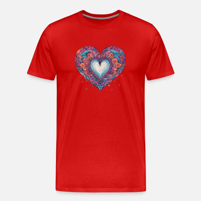 Heart psychedelic - Männer Premium Bio T-Shirt - Rot
