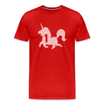 Einhorn zum 1. Jahrestag - Männer Premium Bio T-Shirt - Rot - Vorne - Damien (186cm)