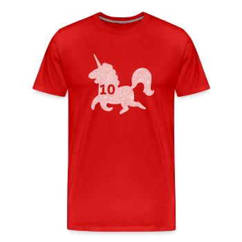 10th Anniversary Unicorn - Men's Premium Organic T-Shirt - red - Front - Damien (186cm)