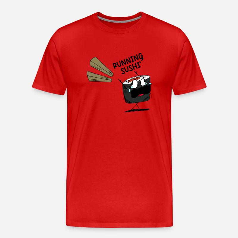 Lustiger Spruch Running Sushi - Männer Premium Bio T-Shirt - Rot