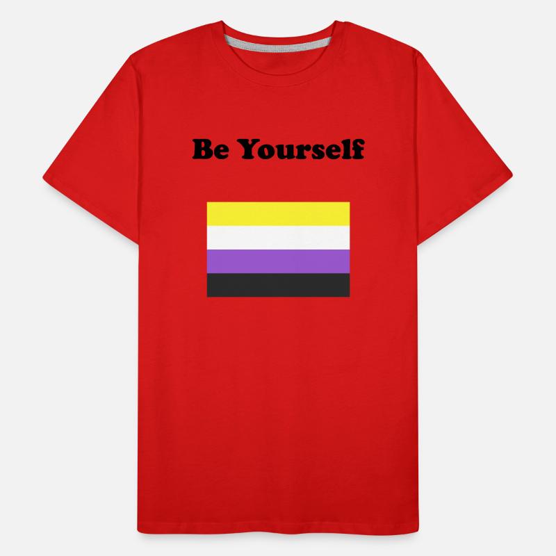 Non Binary Flag Be Yourself Men's Premium Organic T-Shirt