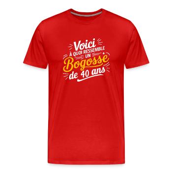 40 BECHER - Männer Premium Bio T-Shirt - Rot - Vorne - Damien (186cm)