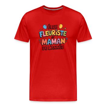 Elu fleuriste et maman de l'année - T-shirt bio Premium Homme - rouge - Devant - Damien (186cm)