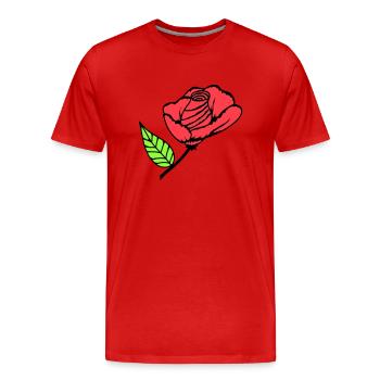 Jolie belle fleur de rose feuille roses romantique - T-shirt bio Premium Homme - rouge - Devant - Damien (186cm)