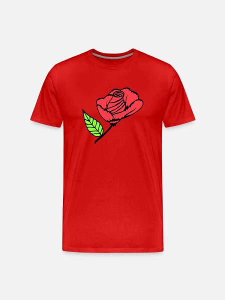 Jolie belle fleur de rose feuille roses romantique - T-shirt bio Premium Homme - rouge