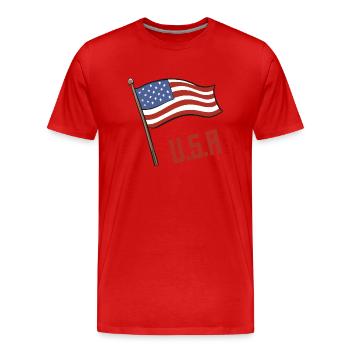 USA Fahne - Männer Premium Bio T-Shirt - Rot - Vorne - Damien (186cm)