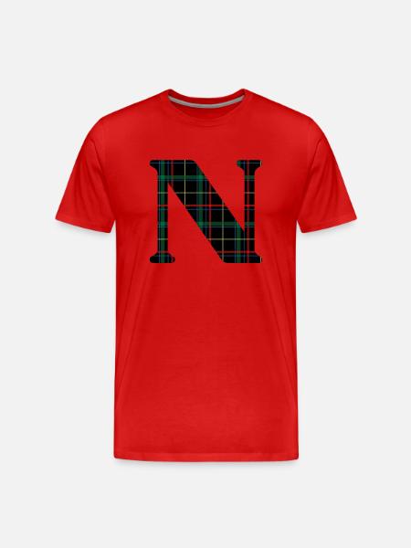 Monogram n Scottish tartan - Men's Premium Organic T-Shirt - red