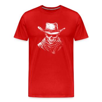 Cowboy Biker Motorcycle Skull Cowboy - Men's Premium Organic T-Shirt - red - Front - Damien (186cm)
