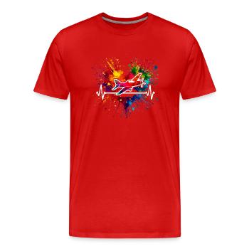 RC Modellflug Herzschlag - Männer Premium Bio T-Shirt - Rot - Vorne - Damien (186cm)