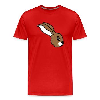 Bunny face peeking sideways profile side view - Men's Premium Organic T-Shirt - red - Front - Damien (186cm)
