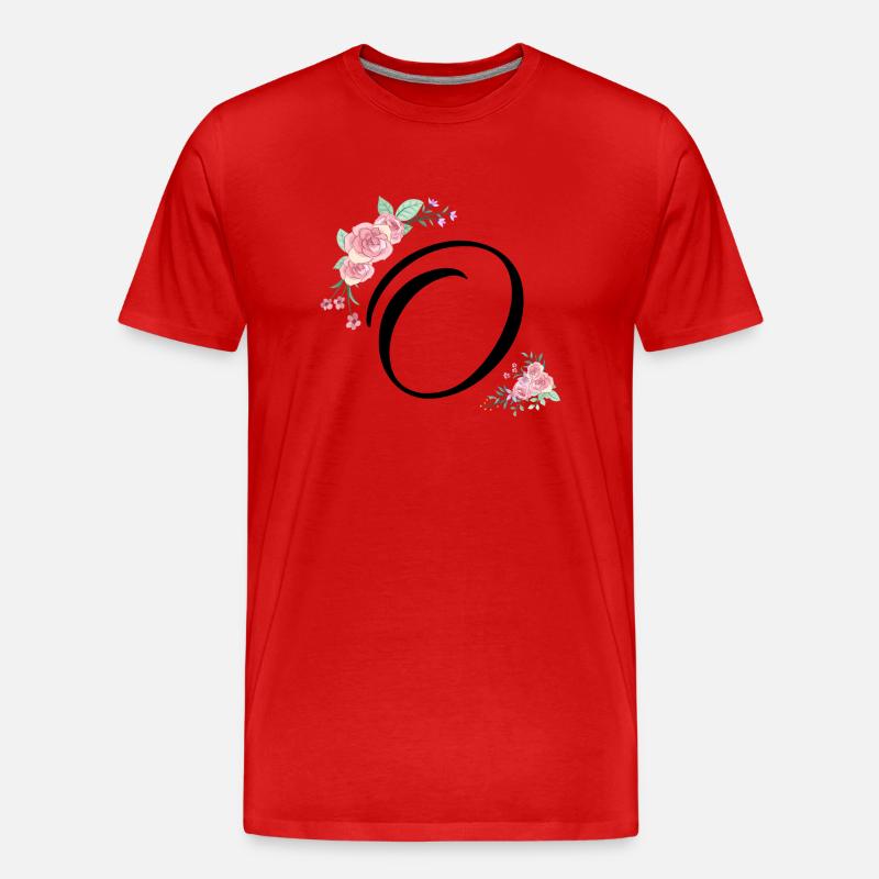 Buchstabe o Blumen - Männer Premium Bio T-Shirt - Rot