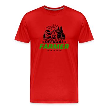 Farmer Farmer Farm - Men's Premium Organic T-Shirt - red - Front - Damien (186cm)