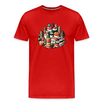 Großstadt Tokio Japan Sushi - Männer Premium Bio T-Shirt - Rot - Vorne - Damien (186cm)