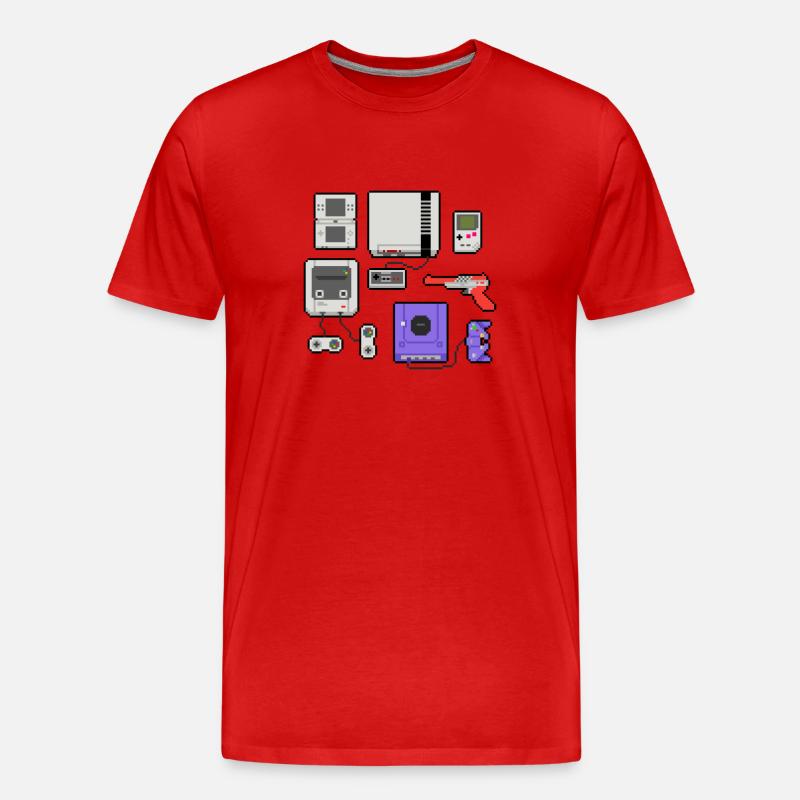 Pixel art console - Männer Premium Bio T-Shirt - Rot