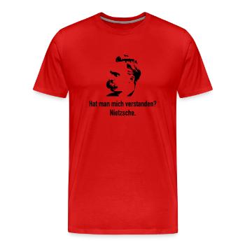 Nietzsche: Hat man mich verstanden? - Männer Premium Bio T-Shirt - Rot - Vorne - Damien (186cm)