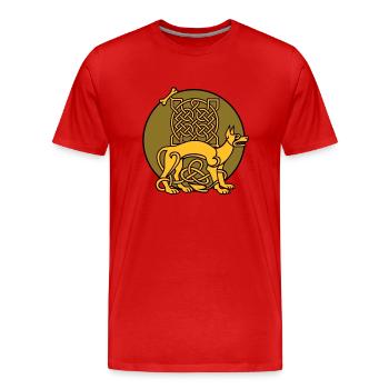 Celtic Fido keltischer Hund im Labyrinth - Männer Premium Bio T-Shirt - Rot - Vorne - Damien (186cm)