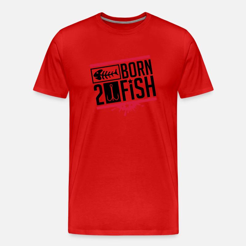 born_to_fish_kr2 - Männer Premium Bio T-Shirt - Rot