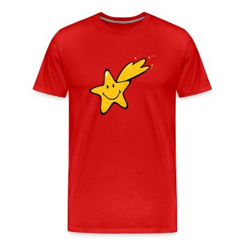 Smiley Shooting Star - Männer Premium Bio T-Shirt - Rot - Vorne - Damien (186cm)