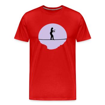 Slackline, Slacklining Frau - Männer Premium Bio T-Shirt - Rot - Vorne - Damien (186cm)