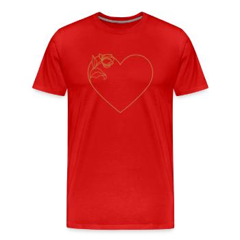 Herz mit Blume - Männer Premium Bio T-Shirt - Rot - Vorne - Damien (186cm)