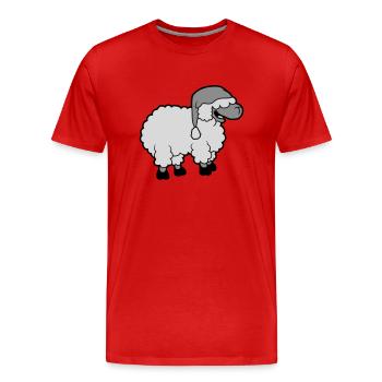 Funny laughing sheep - Men's Premium Organic T-Shirt - red - Front - Damien (186cm)