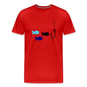 Fishing Fish - Men's Premium Organic T-Shirt - red - Front - Damien (186cm)