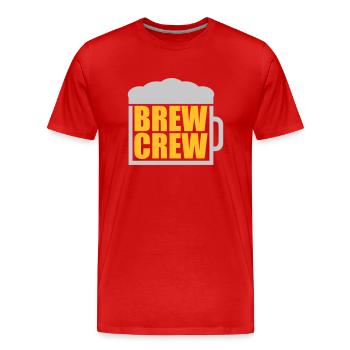 Beer Glass Saying Brew Crew - Men's Premium Organic T-Shirt - red - Front - Damien (186cm)
