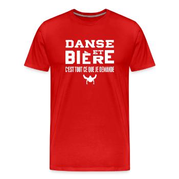 Danse et bière c'est tout ce que je demande - T-shirt bio Premium Homme - rouge - Devant - Damien (186cm)