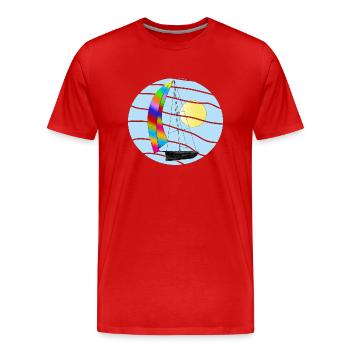 On the way to the distance. - Men's Premium Organic T-Shirt - red - Front - Damien (186cm)