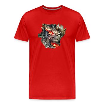 Visage de démon - T-shirt bio Premium Homme - rouge - Devant - Damien (186cm)