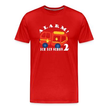 Alarm ich bin schon 2 Feuerwehr - Männer Premium Bio T-Shirt - Rot - Vorne - Damien (186cm)