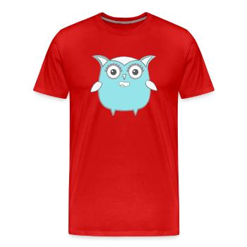 Owl, Comic, nerd, mint, geek, beauty, girly,blue - Men's Premium Organic T-Shirt - red - Front - Damien (186cm)