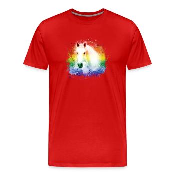 buntes Pferd ,Schimmel, Pferd ,regenbogen,grafftit - Männer Premium Bio T-Shirt - Rot - Vorne - Damien (186cm)