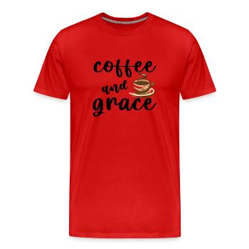 Coffee And Grace black - Men's Premium Organic T-Shirt - red - Front - Damien (186cm)