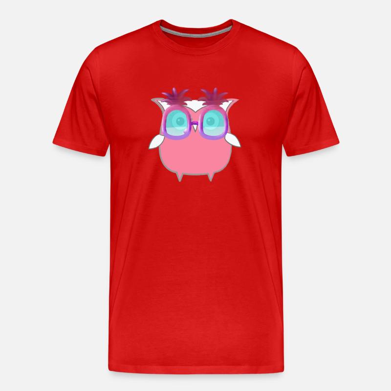 Eule, Comic,pink,Sonnenbrllle, Ananas,sommer - Männer Premium Bio T-Shirt - Rot