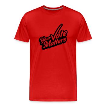votre vote compte citation - T-shirt bio Premium Homme - rouge - Devant - Damien (186cm)