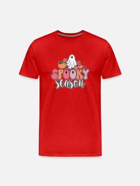 Groovy Ghost Spooky Season T-Shirt - Men's Premium Organic T-Shirt - red