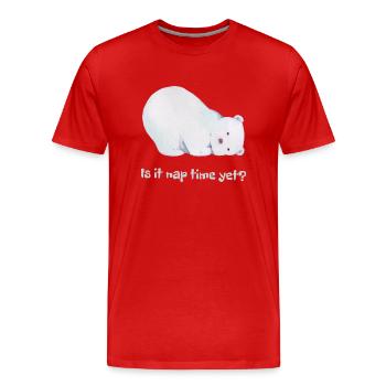 Es ist schon ein Nickerchen? Süßer verschlafener Eisbär - Männer Premium Bio T-Shirt - Rot - Vorne - Damien (186cm)