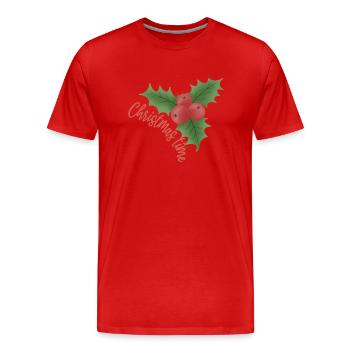 Noël - Gui aux baies rouges - T-shirt bio Premium Homme - rouge - Devant - Damien (186cm)