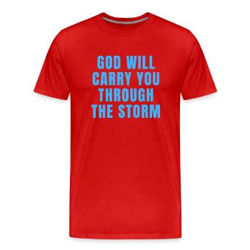 Gott wird dich durch den Sturm tragen - Christian - Männer Premium Bio T-Shirt - Rot - Vorne - Damien (186cm)